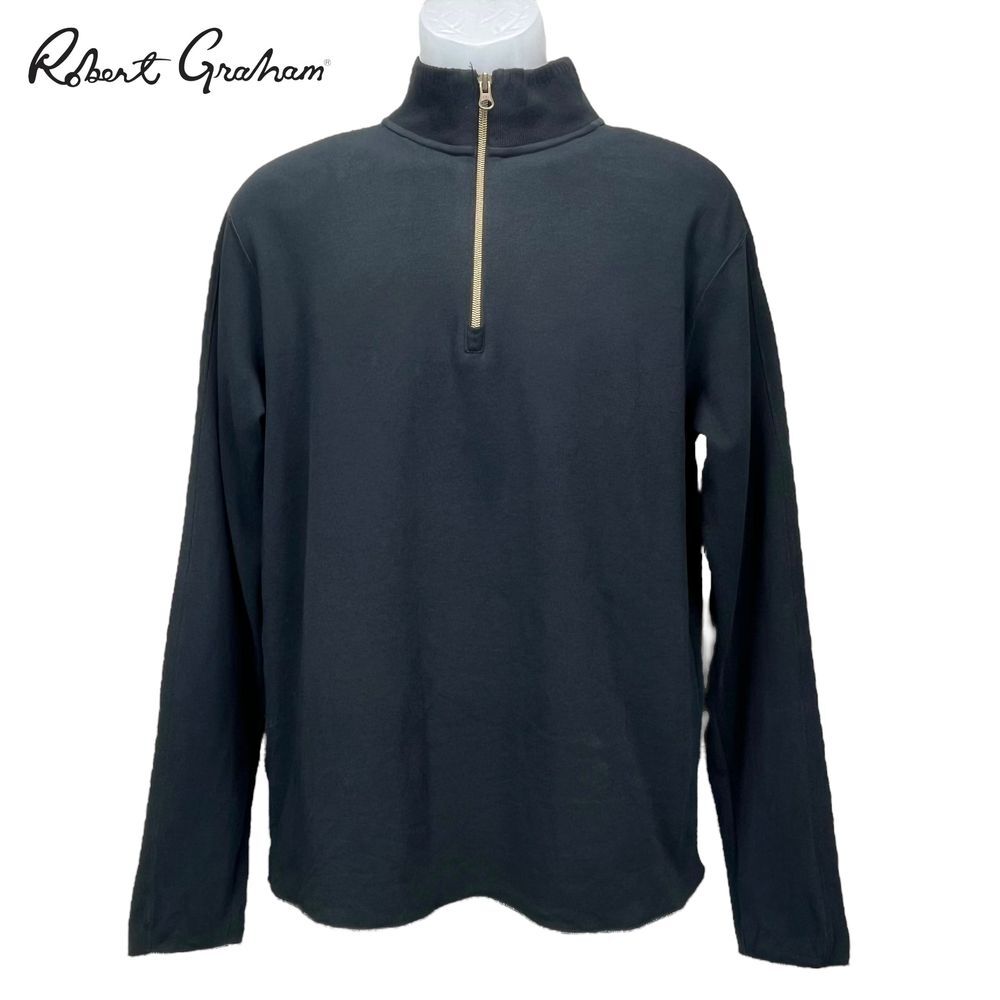 Robert Graham Men's Medium Black 1/4 Quarter Zip Pullover‎ Sweater